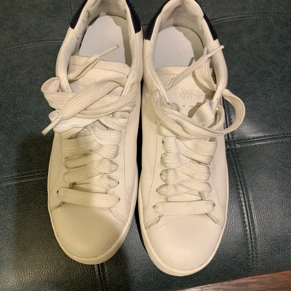 Coach White / Midnight navy Leather Sneakers - Picture 3 of 11